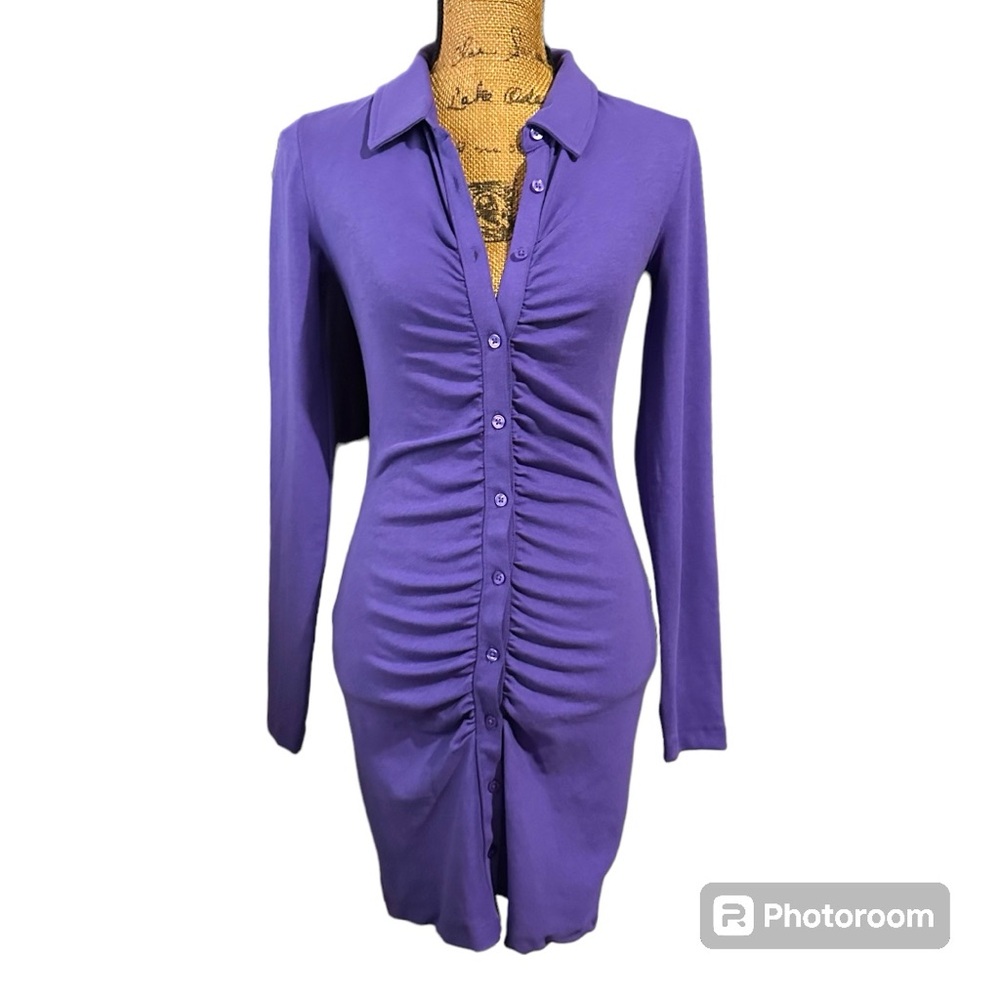 Zara button down long sleeved purple dress Women’s size small | c12